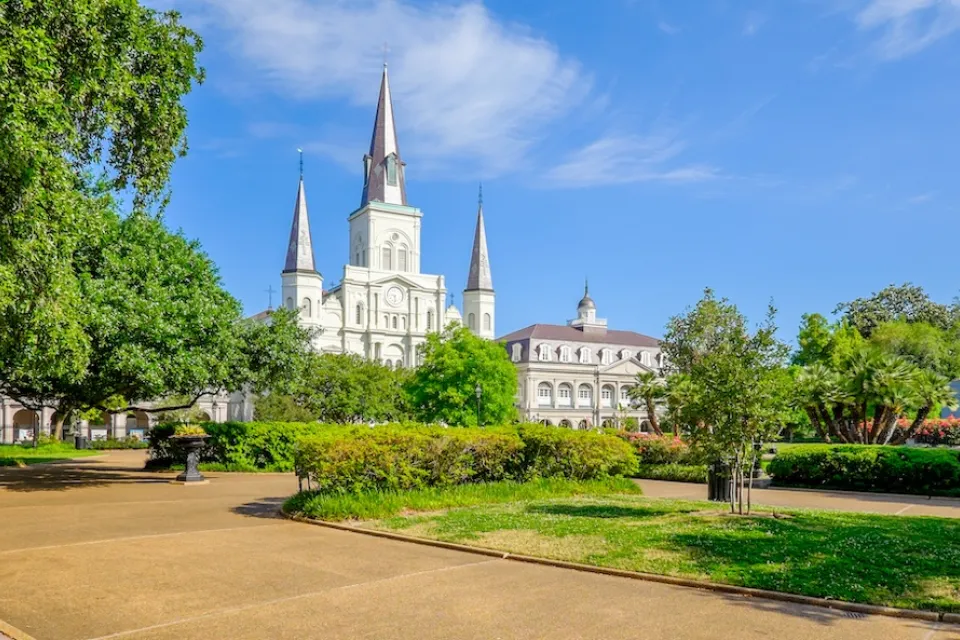 View of St. Louis cathedral in New Orleans, Louisiana.